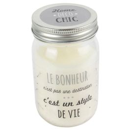 Home Deco Factory Vela Aromática "Bougie" con Mensaje en Tarro, Modelos Etoiles (Vainilla) y Bonheur (Frutas Tropicales) Home Deco Chic