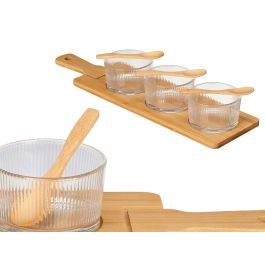 Set 3 Bols de Cristal con Cuchara y Bandeja de Bambú Kinvara - 6x6.5x12 cm (12 Unidades) Set 3 Bols de Cristal con Cuchara y Bandeja de Bambú Kinvara - 6x6.5x12 cm (12 Unidades)