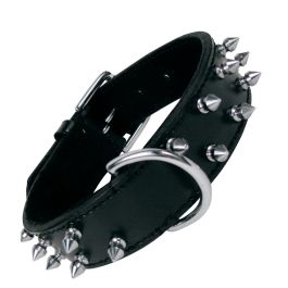Gloria Collar Piel Negra 2 Filas Pinchos 60 cm Rock and Roll Doble Capa Costura Reforzada Adornos Redondeados Precio: 23.78999997. SKU: S6100730
