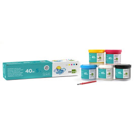 Liderpapel Tempera Escolar 40 ml Caja 5 Colores Surtidos con Pincel