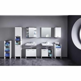 Trendteam smart living AUC4251014192977 Armario con Espejo, Gran Almacenamiento, Blanco/Plata Ahumado, 32x82x99 cm