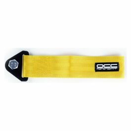 OCC Motorsport OCCRC014 Cinta de Remolque Amarilla Universal para Coche, Material Nylon de Alta Resistencia, Soporta 3000kg