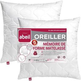ABEIL Lote de 2 almohadas de memoria acolchadas 60x60 cm blanco ABEIL Lote de 2 almohadas de memoria acolchadas 60x60 cm blanco