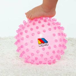 Bola sensorial 20 cm rosa. con colores y textura suave para la diversión y aprendizaje de los bebes.