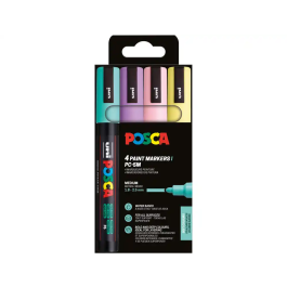 Posca Rotulador PC-5M Estuche 4 Unidades Colores Pastel Surtidos (Verde Marino, Lavanda, Amarillo Sol, Rosa Claro) Precio: 12.89000053. SKU: B1FKDPAPBS