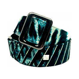 GETM Correa The Casandra Aqua para Guitarra y Bajo de Polipiel, Cuero y Terciopelo en Negro y Turquesa