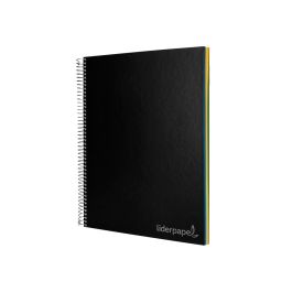 Cuaderno Espiral Liderpapel A4 Micro Jolly Tapa Forrada 140H 75 gr Cuadro 5 mm 5 Bandas 4 Taladros Color Negro