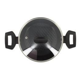 Menastyl 6020646 Horno Holandés de Aluminio Forjado, 20 cm, Negro, Apto para Todo Tipo de Fuegos Incluida Inducción