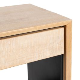 Mesita Natural-Negro Madera-Metal 50 X 40 X 70,50 cm