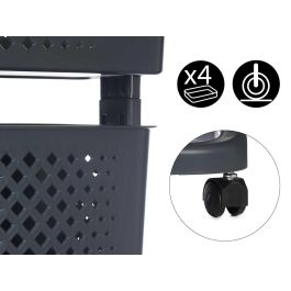 Kipit Ropero Plástico 2 Alturas con Ruedas, Antracita, 18x81x43 cm