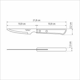 Tramontina Juego de 6 cuchillos para asado 10,16cm acero inoxidable mangos polywood castaño