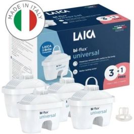 Laica Filtros BI-FLUX F4T Universal 3+1 (4 piezas). Elimina microplásticos, cloro y metales pesados. Conserva minerales esenciales