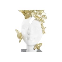 DKD Home Decor Figura Decorativa de Resina Glamour con Cara Blanco y Dorado, Set de 2 Unidades de 11x32x14 cm, Diseños Surtidos