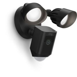 Ring Floodlight Cam Wired Plus - Cámara de seguridad para exteriores con proyectores LED ultra brillantes y sirena antirrobo integrada - Negro