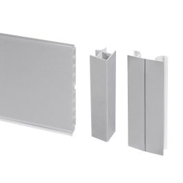 Emuca Lote de 2 zócalos para cocina Plasline con accesorios de unión, altura 150mm, 2 barras de lognitud 2.35m, Plástico, Anodizado satinado