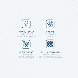 Daewoo Ventilador de Alta Velocidad, 90W, 12 Pulgadas (30 cm), Base Redonda