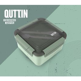 Quttin Fiambrera Ss para Microondas de 1500 ml, Recipiente de Almacenamiento de Alimentos 18 x 10 x 18 cm (6 Unidades)