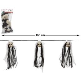 Guirnalda Cabezas Jíbaras con Tela y Pelo 153 cm - Decoración Halloween Realista para Interiores y Exteriores Precio: 5.59000035. SKU: S1123189