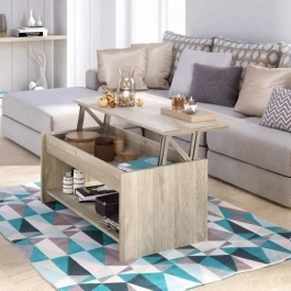 HAPPY Mesa de centro convertible estilo moderno sonoma roble laminado L 100 x W 50 x H 44 cm