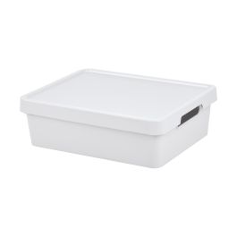Inde Caja Almacenaje 9.2L con Tapa Maya Blanca 36x28x11 cm (12 Unidades)