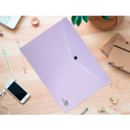 Liderpapel Dossier con Broche Polipropileno DIN A4 Lavanda Opaco, Capacidad 50 Hojas