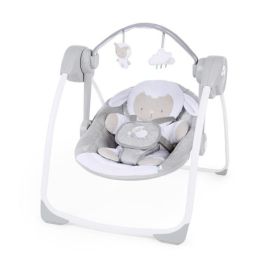 Ingenuity Columpio Portátil Comfort 2 Go Mini Cuddle Lamb - Plegable, 12 Melodías, 2 Posiciones Reclinables, Temporizador y Barra Actividad 0-9 Meses