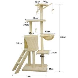 JIPSY ALC12 Árbol para Gatos Mediano con Nicho, Rascador de Sisal y Felpa, 3 Plataformas y Escalera Beige 79x34x138 cm JIPSY ALC12 Árbol para Gatos Mediano con Nicho, Rascador de Sisal y Felpa, 3 Plataformas y Escalera Beige 79x34x138 cm