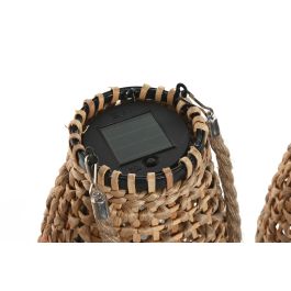 DKD Home Decor Lámpara Solar para Terraza y Jardín de Junco, LED, Marrón, 23 x 42 x 23 cm, Set de 3 (2 Unidades)