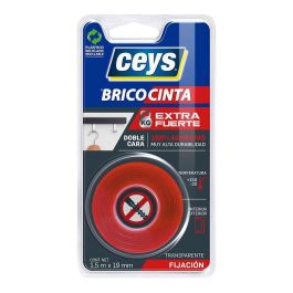 Ceys Cinta Doble Cara Extra Fuerte Transparente 19 mm x 1,5 m Máxima Resistencia Interior y Exterior Precio: 8.59000054. SKU: S7908775