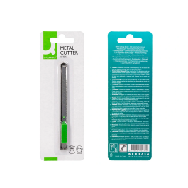 Q-connect Cúter Metálico Estrecho Cuchilla 9 mm con Clip Blíster 1 unidad
