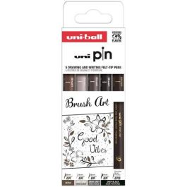 Uniball Rotulador PIN Punta Pincel Flexible Blíster 5 unidades Colores Surtidos para Dibujo Artístico Profesional Tinta Pigmentada Resistente al Agua Precio: 9.5000004. SKU: B12Z4937X3