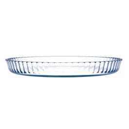 Pyrex Classic Molde Tarta Redondo Vidrio Transparente 30 cm, Resistente Rayones, Horno 300°C, Microondas y Lavavajillas