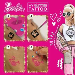 Lisciani Giochi Kit de Tatuajes con Purpurina de Barbie - Crea Tatuajes Coloridos y Brillantes