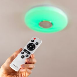 Innovagoods V0103688 Plafón LED Circular con Altavoz Bluetooth 5.2 RGB Regulable y Mando + App, Ø 29x7 cm