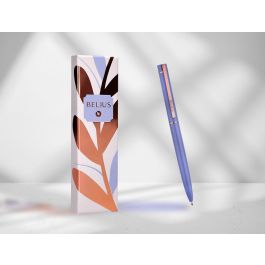 Boligrafo Belius Rose Aluminio Color Lavanda-Oro Rosa Tinta Azul Caja De Diseño