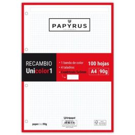 Recambio Papyrus Unicolor1 A4 100H 90G 4 Taladros Cuad.5X5 Rojo (Set de 24) Precio: 81.50000012. SKU: B1C5SST6F8