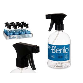Bote Rociador de Plástico 500 ml Berilo - 8.5x18.5x9.5 cm, Negro/Transparente (12 Unidades)