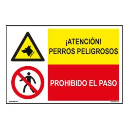 Normaluz Señal cuidado perros peligrosos prohibido el paso PVC 0,7mm 60x40cm
