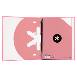 Antartik Carpeta con recambio A4, cuadro 5mm, forrada, 4 anillas 25mm redondas, color coral, 100 hojas 100g