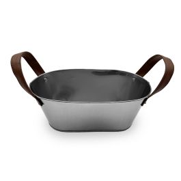 Inde Cubo Metal Rectangular con Asas de Piel Gris 26 cm (12 Unidades)