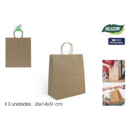 Set de 3 bolsas de papel Kraft 26x14x31 cm Algon (24 Unidades) Precio: 24.58999994. SKU: B1862VNCYN