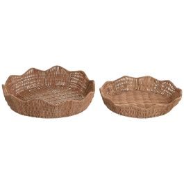 DKD Home Decor Centro de Mesa Tropical Ratan y Metal Natural 36 x 36 x 8 cm Set de 2 Unidades Precio: 45.69000051. SKU: B1C85DSRGS