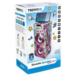 World Brands Karaoke con 2 Micrófonos, Bluetooth, Radio FM, USB/Micro SD, Asa y Soporte Móvil. Ideal Niños +6 Años