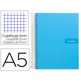 Cuaderno Espiral Liderpapel A5 Micro Crafty Tapa Forrada 120H 90 gr Cuadro 5 mm 5 Bandas6 Taladros Color Celeste