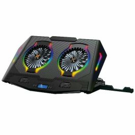 Conceptronic THYIA02B Soporte Base Refrigeración Portátiles Gaming 17" RGB 2 Ventiladores Silenciosos Pantalla LCD 4 Niveles USB Negro