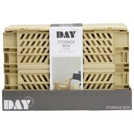 San Day Caja Plegable Almacenaje Apilable Amarillo Arena 50x33x20 cm Capacidad 27.6L 45kg