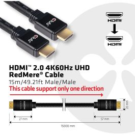 Club3D Cable HDMI 2.0 RedMere 4K60Hz UHD 18Gbps Macho/Macho 15 metros Negro