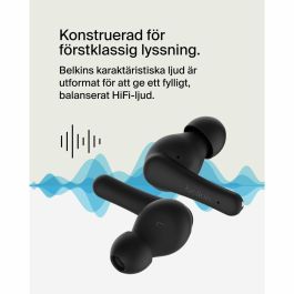 Belkin SoundForm Rhythm AUC012BTBK - Auriculares Inalámbricos Bluetooth 5.3, Resistencia IPX5 al Agua, 28 Horas de Batería, Almohadillas de Silicona, Negro