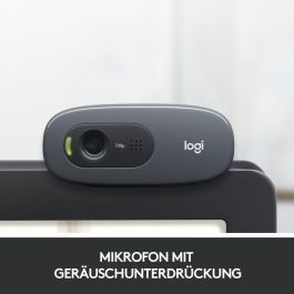 Logitech C270 Webcam HD 720p para Videollamadas y Grabación, Micrófono Reducción Ruido, Ajuste Luz Auto, Clip Universal