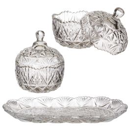 Home Deco Factory Juego de 2 Bomboneras con Bandeja, de Vidrio y Cristal Precio: 11.49999972. SKU: B167H7BFAD